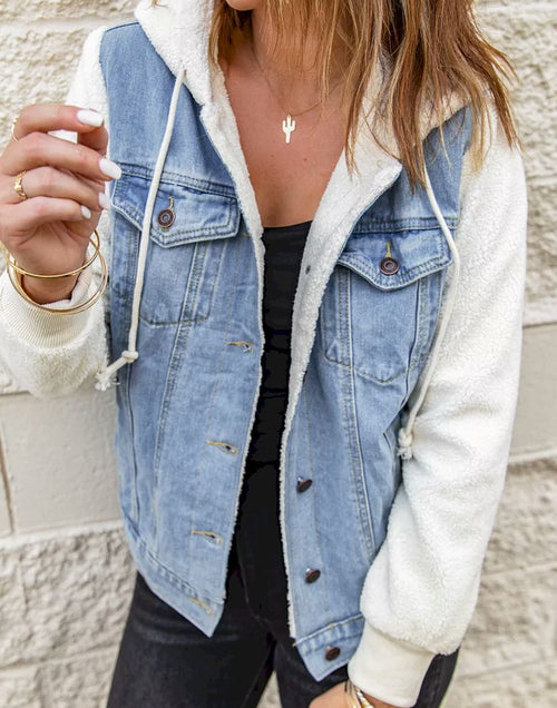 Load image into Gallery viewer, Sherpa Denim Splicing Buttoned Jacket
