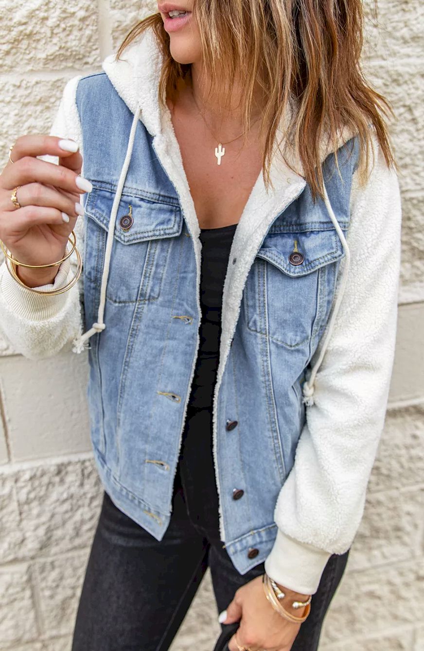 Sherpa Denim Splicing Buttoned Jacket