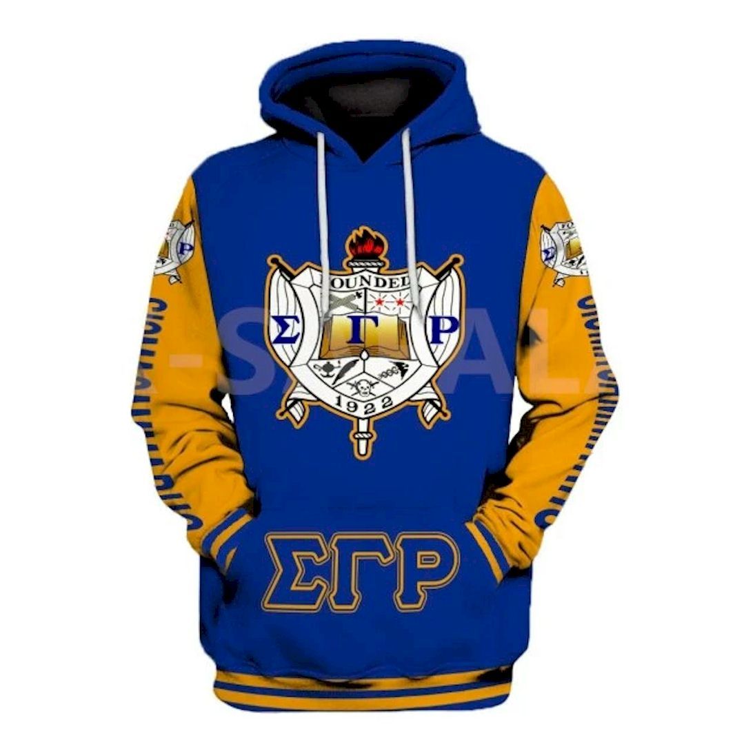 Sigma Gamma Rho All Over Hoodie Zipper, Pullover, Sweatshirt