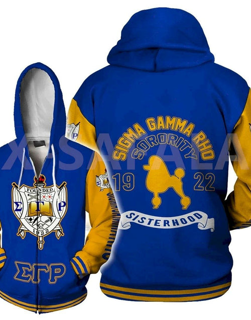 Load image into Gallery viewer, Sigma Gamma Rho All Over Hoodie Zipper, Pullover, Sweatshirt
