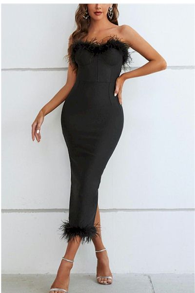 Strapless Tube Midi Elegant Dress