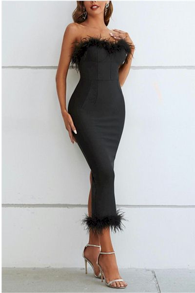 Load image into Gallery viewer, Strapless Tube Midi Elegant Dress
