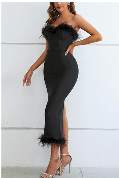 Strapless Tube Midi Elegant Dress