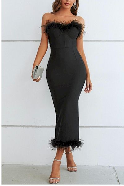 Strapless Tube Midi Elegant Dress