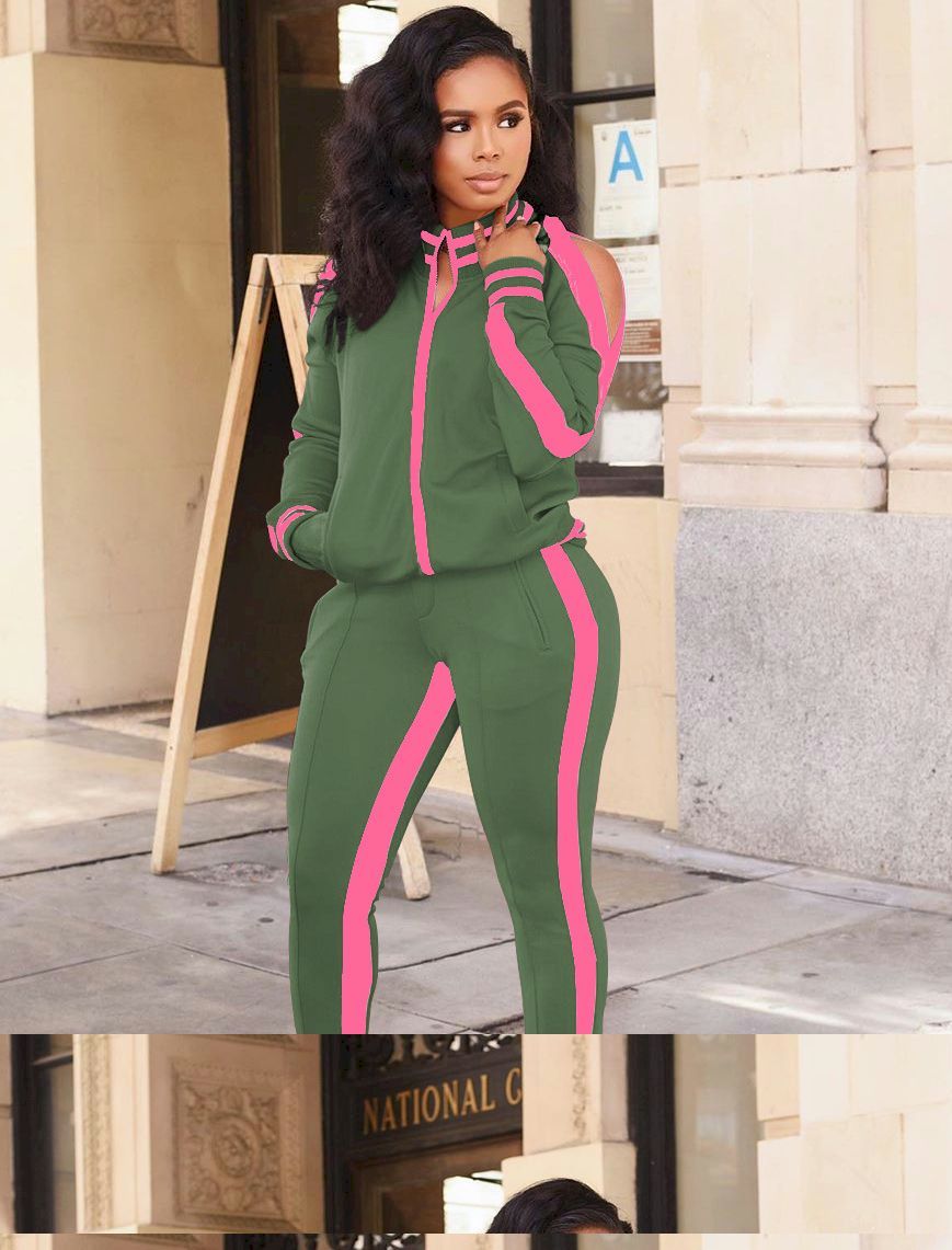 Striped Women's Tracksuit Pink and Green, Red, Blue