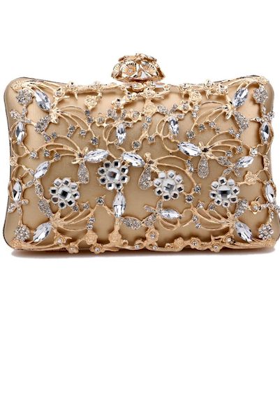 Load image into Gallery viewer, Stylish Flower Rhinestone Metal Design Lock Buckle Clutches Bag
