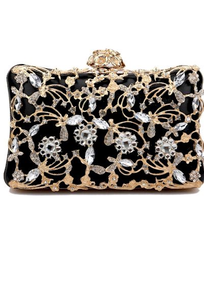 Load image into Gallery viewer, Stylish Flower Rhinestone Metal Design Lock Buckle Clutches Bag
