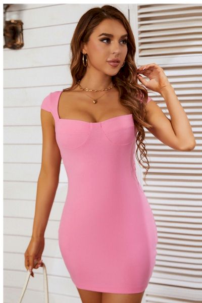 Stunning Pink Hollow Detail Mini Dress!