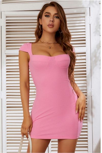 Load image into Gallery viewer, Show Off Your Curves in Style with this Sleek and Flattering Stretchy Slim Mini Dress
