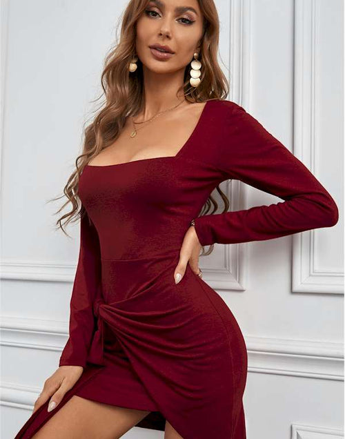 Load image into Gallery viewer, Commands Attention  in this Red Bodycon Mini Dress
