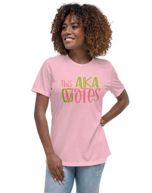 Load image into Gallery viewer, This AKA Votes &quot;Team Kamala&quot; Alpha Kappa Alpha Pink Tshirt
