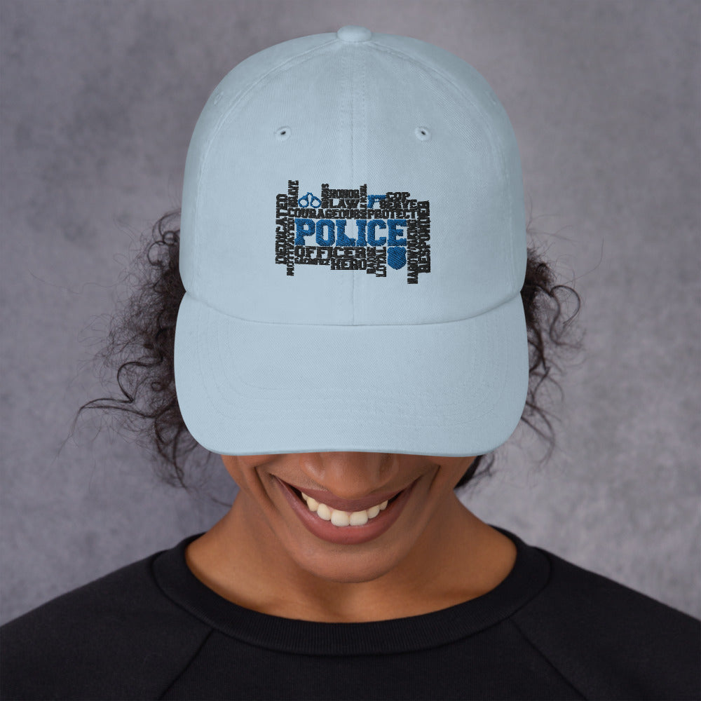 Police Word Art Dad hat