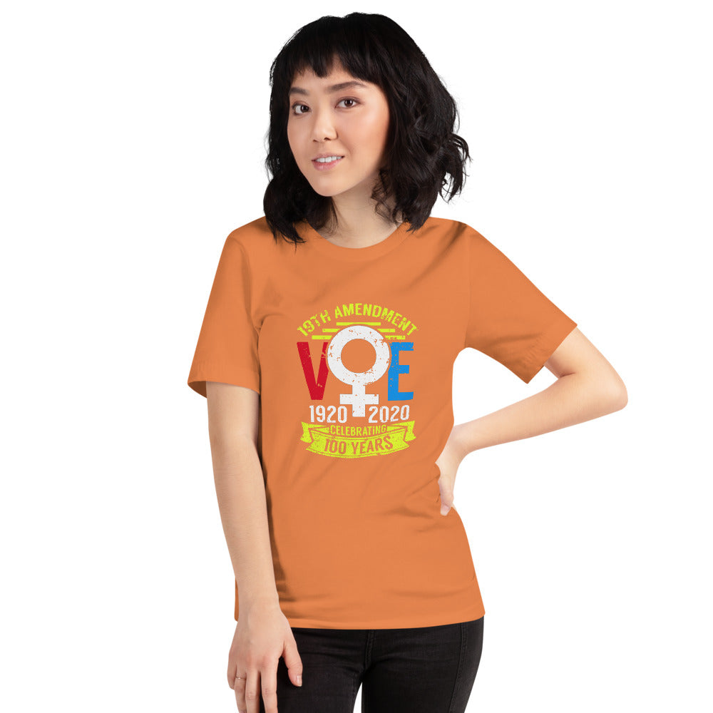 Celebrating 100 Years of Voting Tshirt Orange