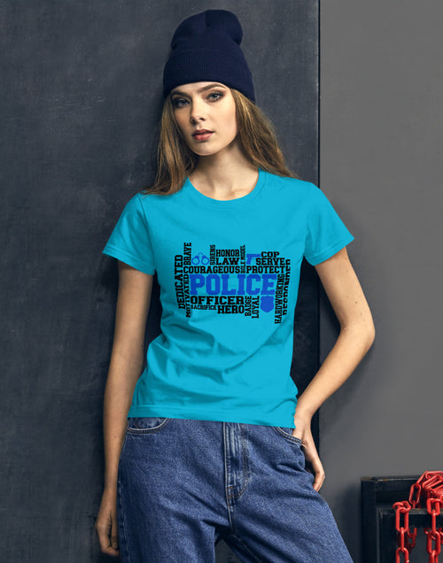 Load image into Gallery viewer, Police Word Art Women&#39;s short sleeve t-shirt
