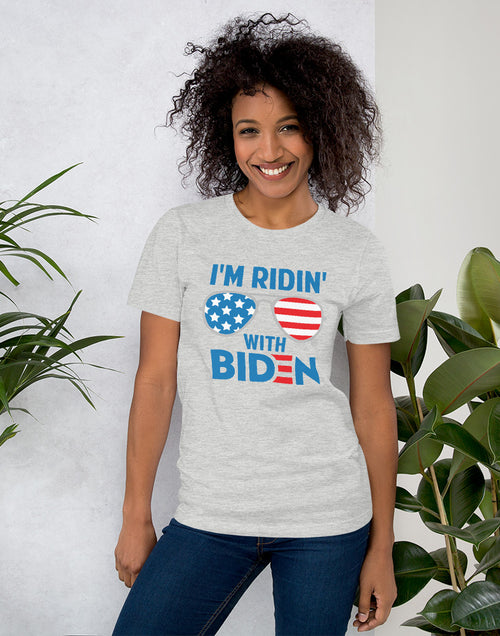 Load image into Gallery viewer, Lt Gray I&#39;m Ridin With Biden 2020 Short-Sleeve Unisex T-Shirt
