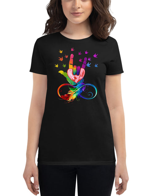 Load image into Gallery viewer, Peace and Love Women&#39;s short sleeve t-shirt
