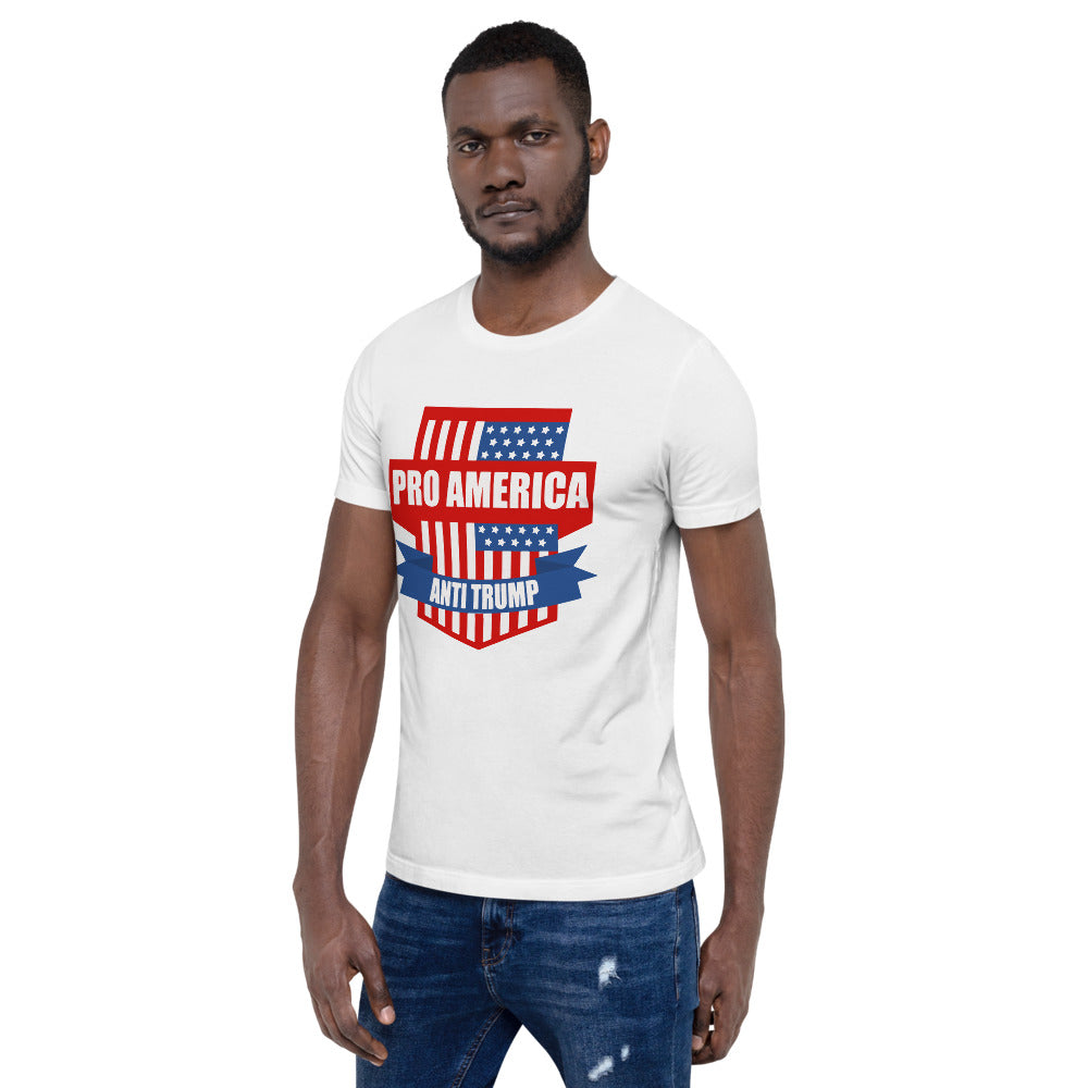 White Pro-American, Anti-Trump Short Sleeve Unisex T-shirt