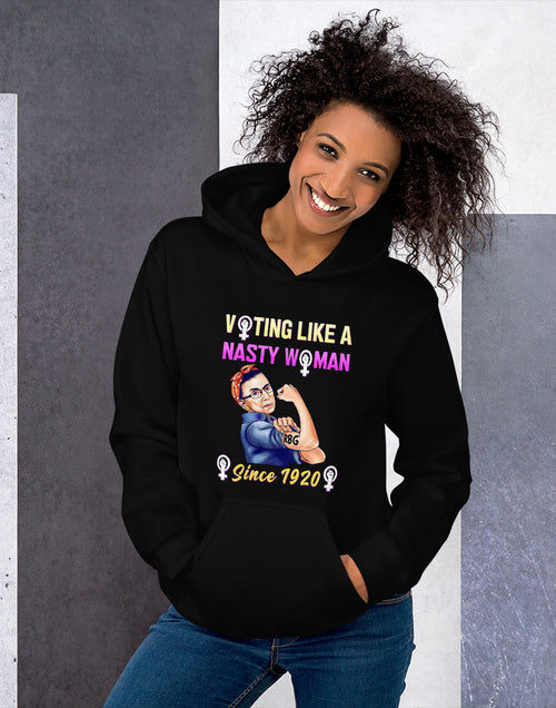 Load image into Gallery viewer, Notorious RBG - Voting Like A Nasty Women Since 1920 Unisex Hoodie Black
