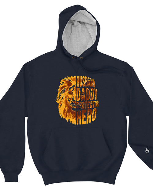 Load image into Gallery viewer, Husband Daddy Protector Hero Champion Hoodie Navy
