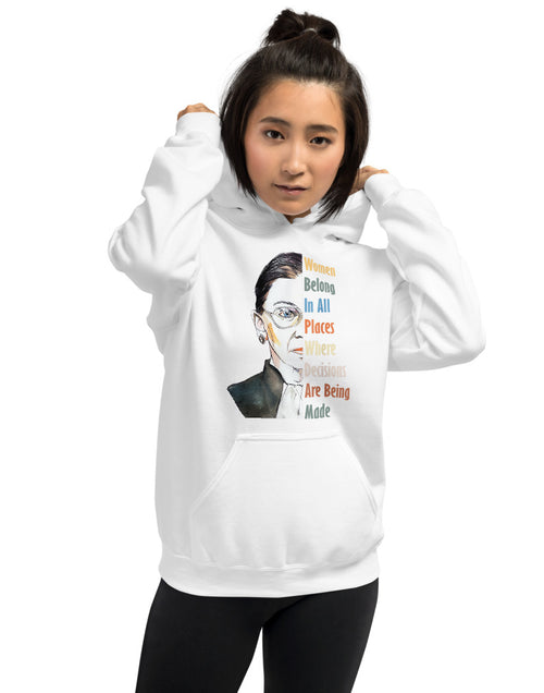 Load image into Gallery viewer, Notorious RBG - Women Belong in All Places Where Decisions Are Being Made Unisex Hoodie
