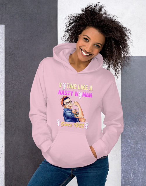 Load image into Gallery viewer, Notorious RBG - Voting Like A Nasty Women Since 1920 Unisex Hoodie Pink
