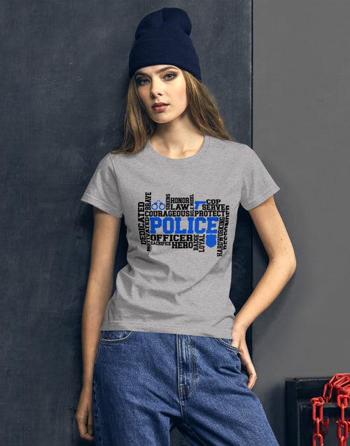 Load image into Gallery viewer, Police Word Art Women&#39;s short sleeve t-shirt
