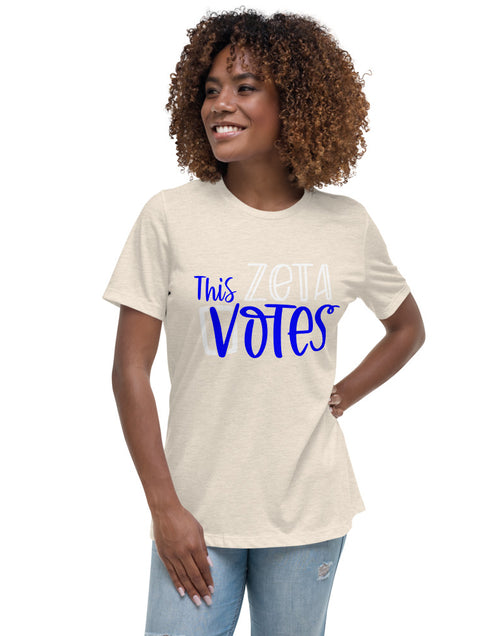 Load image into Gallery viewer, This Zeta Votes Women&#39;s Zeta Phi Beta T-Shirt Off White
