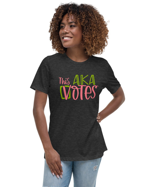 Load image into Gallery viewer, This AKA Votes &quot;Team Kamala&quot; Dark Alpha Kappa Alpha Gray  Tshirt
