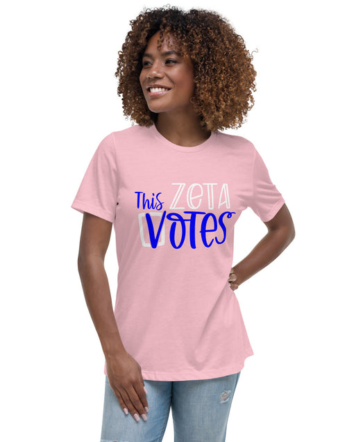 Load image into Gallery viewer, This Zeta Votes Women&#39;s Zeta Phi Beta T-Shirt Pink
