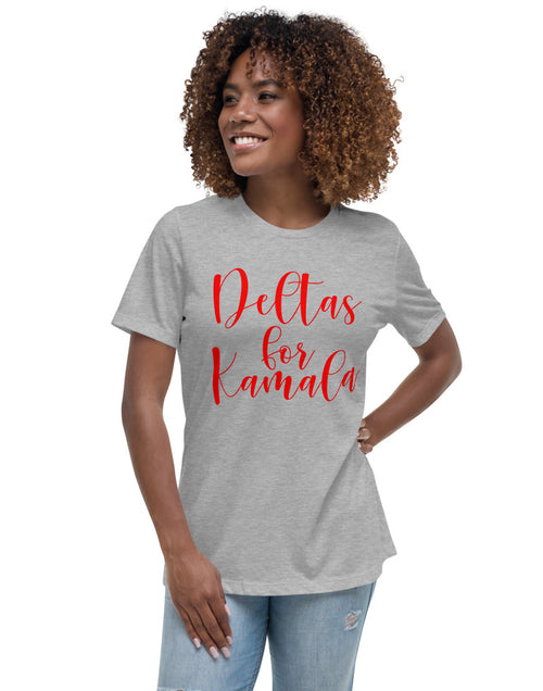 Load image into Gallery viewer, Deltas For Kamala Women&#39;s Relaxed T-Shirt Lt Gray
