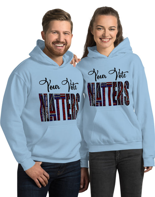 Load image into Gallery viewer, Your Vote Matters Unisex Hoodie Blue
