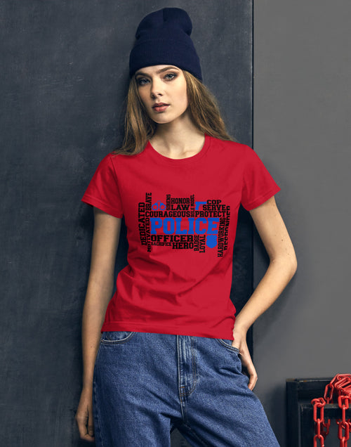 Load image into Gallery viewer, Police Word Art Women&#39;s short sleeve t-shirt
