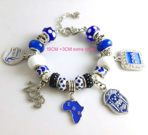 Load image into Gallery viewer, Newest ZETA PHI BETA  Sorority  Bracelet ZPB charm bead  bracelet bangle
