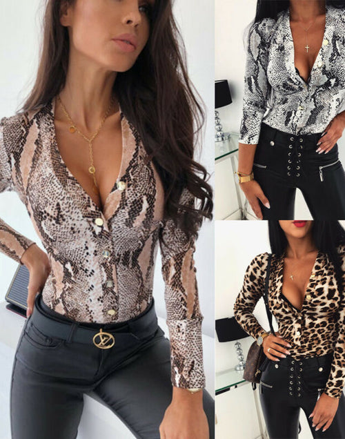 Load image into Gallery viewer, Long Sleeve Leopard Print Bodysuit
