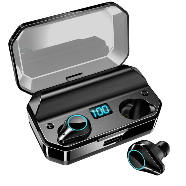 TOMKAS 8000mAh TWS Earphones 9D Stereo Bluetooth 5.0 Wireless Earphones IPX7 Waterproof Headphone LED Display with Mic Touch Key