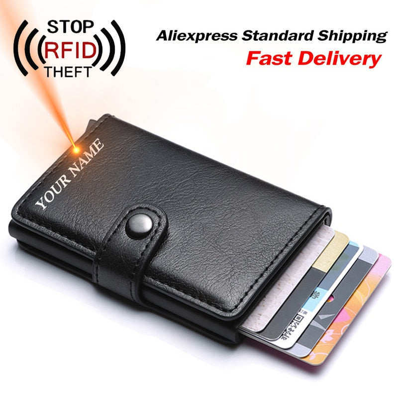 Men Credit Card Holder RFID Blocking Men Wallet Automatic Hasp Male Purse PU leather Bank Card Wallets Business ID Card Holder