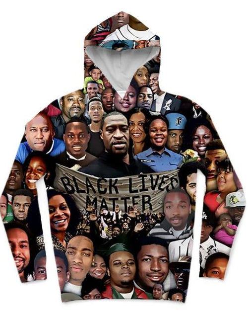 Load image into Gallery viewer, REAL American SIZE 2 styles black lives matter collage  Sublimation Printing Hoody  Hoodies Plus size 5xl 6xl
