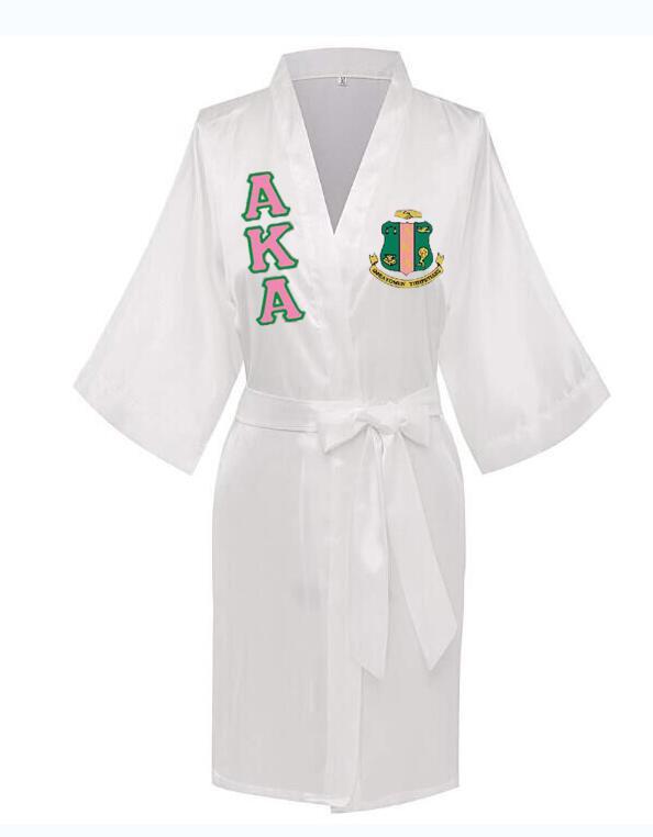 Sorority Delta, AKA, Zeta Sigma Faux Silk and Polyester Bath Robe..