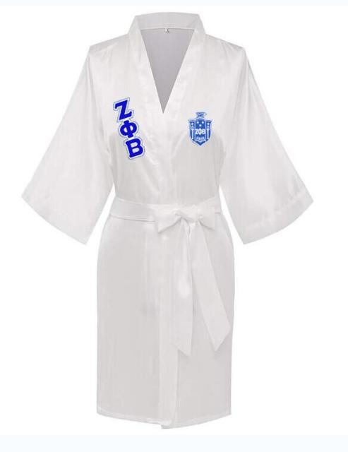 Sorority Delta, AKA, Zeta Sigma Faux Silk and Polyester Bath Robe..