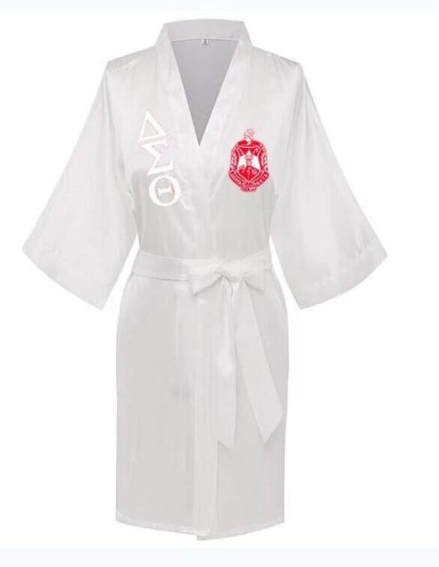 Load image into Gallery viewer, Sorority Delta, AKA, Zeta Sigma Faux Silk and Polyester Bath Robe..
