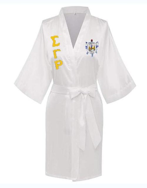 Load image into Gallery viewer, Sorority Delta, AKA, Zeta Sigma Faux Silk and Polyester Bath Robe..
