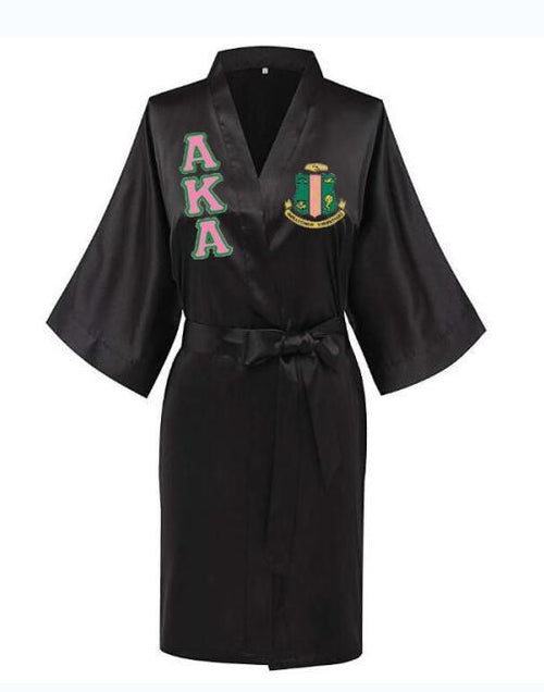 Load image into Gallery viewer, Sorority Delta, AKA, Zeta Sigma Faux Silk and Polyester Bath Robe..
