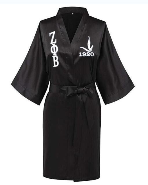 Sorority Delta, AKA, Zeta Sigma Faux Silk and Polyester Bath Robe..