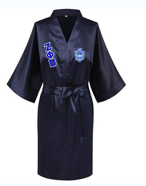 Load image into Gallery viewer, Sorority Delta, AKA, Zeta Sigma Faux Silk and Polyester Bath Robe..
