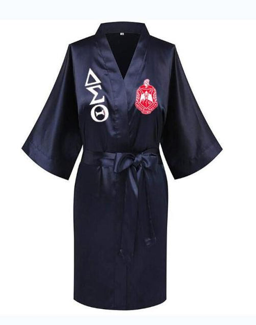 Load image into Gallery viewer, Sorority Delta, AKA, Zeta Sigma Faux Silk and Polyester Bath Robe..
