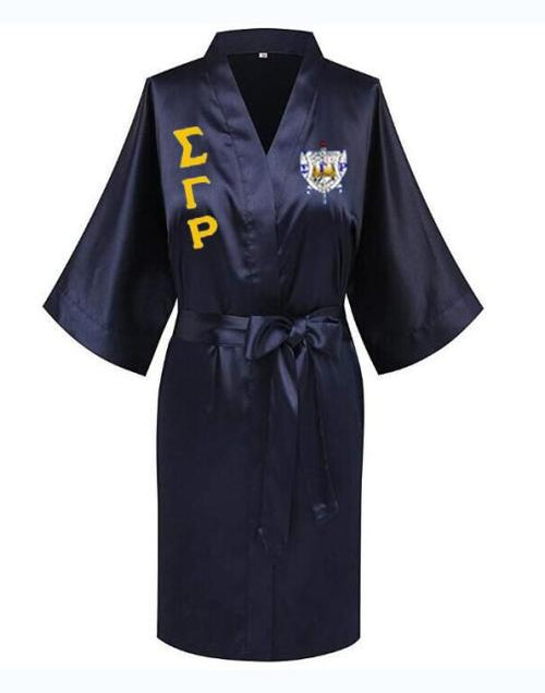 Load image into Gallery viewer, Sorority Delta, AKA, Zeta Sigma Faux Silk and Polyester Bath Robe..
