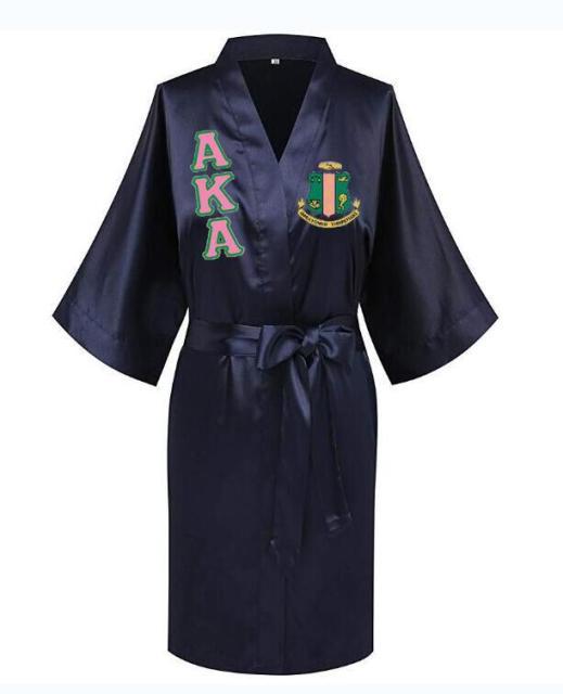 Sorority Delta, AKA, Zeta Sigma Faux Silk and Polyester Bath Robe..