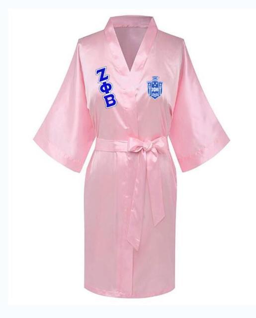 Sorority Delta, AKA, Zeta Sigma Faux Silk and Polyester Bath Robe..