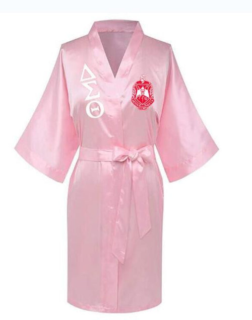 Load image into Gallery viewer, Sorority Delta, AKA, Zeta Sigma Faux Silk and Polyester Bath Robe..
