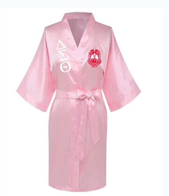 Sorority Delta, AKA, Zeta Sigma Faux Silk and Polyester Bath Robe..